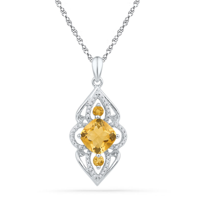 Citrine and diamond necklace hotsell