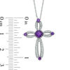 Thumbnail Image 2 of 5.0mm Amethyst and 1/5 CT. T.W. Diamond Cross Pendant in Sterling silver