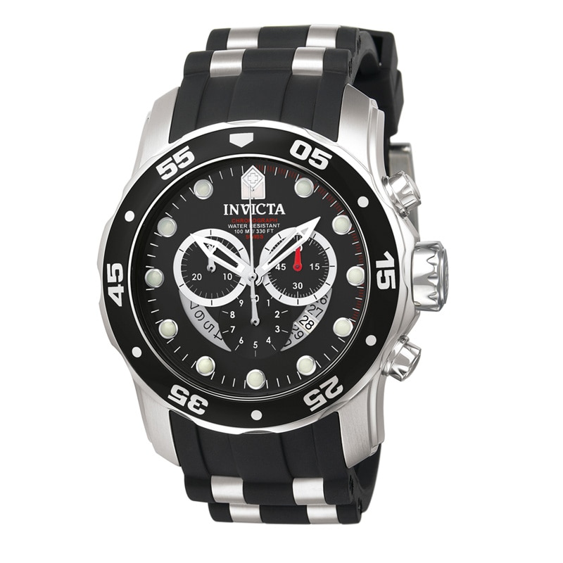 Main Image 1 of Men's Invicta Pro Diver Chronograph Strap Watch with Black Dial (Model: 6977)
