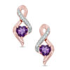 Thumbnail Image 0 of 5.0mm Heart-Shaped Amethyst and Diamond Accent Infinity Drop Earrings in 10K Rose Gold