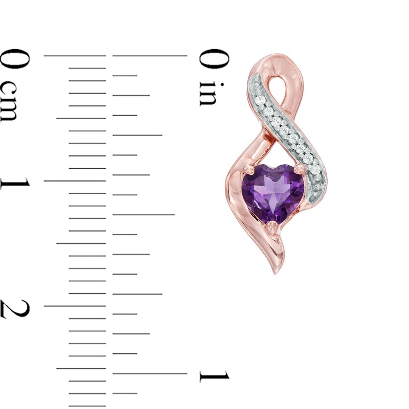 5.0mm Heart-Shaped Amethyst and Diamond Accent Infinity Drop Earrings in 10K Rose Gold