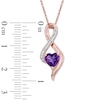 Thumbnail Image 1 of 6.5mm Heart-Shaped Amethyst and Diamond Accent Infinity Loop Pendant in 10K Rose Gold