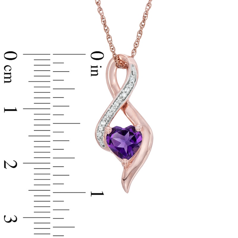 6.5mm Heart-Shaped Amethyst and Diamond Accent Infinity Loop Pendant in 10K Rose Gold