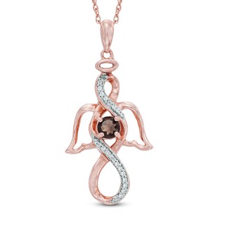 4.2mm Smoky Quartz and Diamond Accent Infinity Angel Pendant in 10K Rose Gold