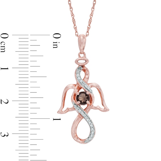 4.2mm Smoky Quartz and Diamond Accent Infinity Angel Pendant in 10K Rose Gold