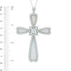 Thumbnail Image 2 of Lab-Created Opal and White Sapphire Cross Pendant in Sterling Silver