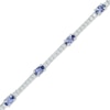 Thumbnail Image 1 of Oval Tanzanite and Lab-Created White Sapphire Bracelet in Sterling Silver - 7.5"