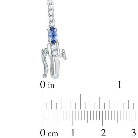 Oval Tanzanite and Lab-Created White Sapphire Bracelet in Sterling Silver - 7.5"