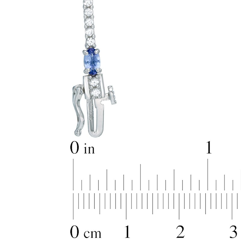 Main Image 2 of Oval Tanzanite and Lab-Created White Sapphire Bracelet in Sterling Silver - 7.5"