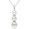 Thumbnail Image 0 of 6.0 - 8.5mm Cultured Freshwater Pearl and Diamond Accent Triple Drop Pendant in Sterling Silver