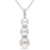 Thumbnail Image 1 of 6.0-8.5mm Freshwater Cultured Pearl and Diamond Accent Triple Drop Pendant in Sterling Silver