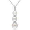 Thumbnail Image 0 of 6.0 - 8.5mm Cultured Freshwater Pearl and Diamond Accent Triple Drop Pendant in Sterling Silver