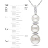 Thumbnail Image 1 of 6.0 - 8.5mm Cultured Freshwater Pearl and Diamond Accent Triple Drop Pendant in Sterling Silver