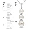 Thumbnail Image 1 of 6.0 - 8.5mm Cultured Freshwater Pearl and Diamond Accent Triple Drop Pendant in Sterling Silver