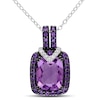 Thumbnail Image 0 of Cushion-Cut Amethyst and Diamond Accent Pendant in Sterling Silver with Black Rhodium