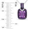 Thumbnail Image 1 of Cushion-Cut Amethyst and Diamond Accent Pendant in Sterling Silver with Black Rhodium