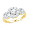 Thumbnail Image 0 of Lab-Created White Sapphire Three Stone Frame Engagement Ring in 10K Gold