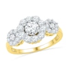 Thumbnail Image 1 of Lab-Created White Sapphire Three Stone Frame Engagement Ring in 10K Gold