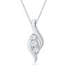 Thumbnail Image 0 of Lab-Created White Sapphire Three Stone Bypass Pendant in Sterling Silver