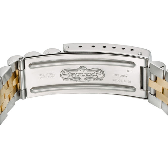 Previously Owned - Men's Rolex Datejust 1/10 CT. T.w. Diamond Two-Tone 18K Gold Watch with Black Dial (Model: 16233)