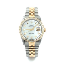 Previously Owned - Men's Rolex Datejust 1 CT. T.W. Diamond Two-Tone 18K Gold Watch with Mother-of-Pearl Dial (Model: 16233)