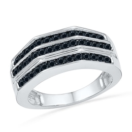 1 CT. T.W. Black Diamond Wedding Band in Sterling Silver