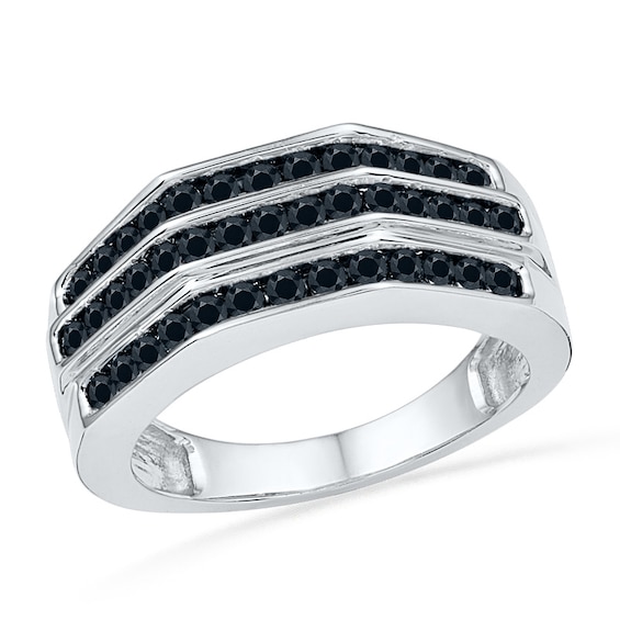 1 CT. T.w. Black Diamond Wedding Band in Sterling Silver