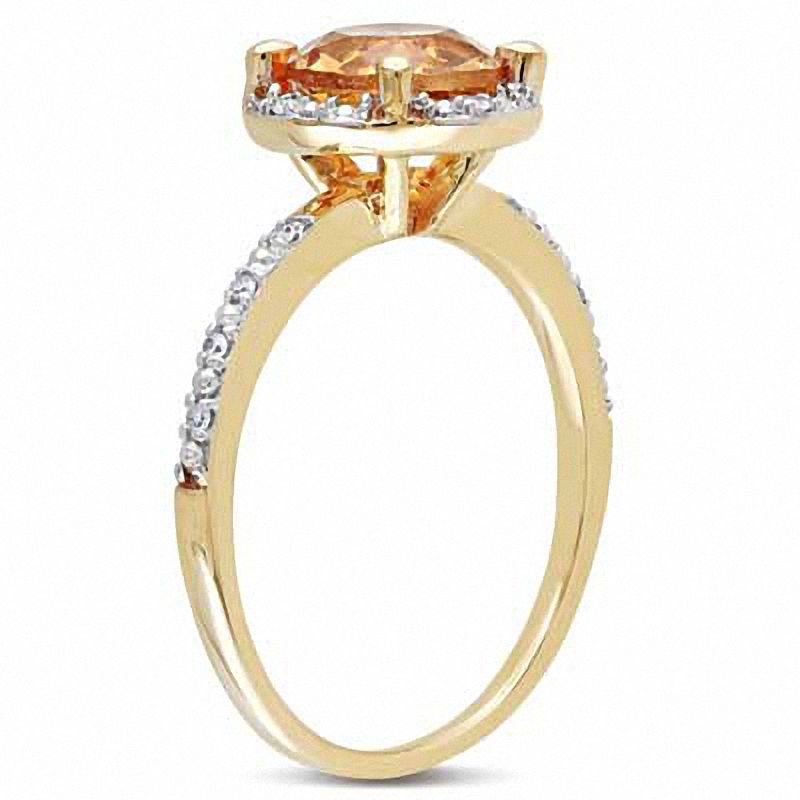 Main Image 2 of 7.0mm Citrine and Diamond Accent Frame Ring in 10K Gold