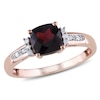 Thumbnail Image 0 of 6.0mm Cushion-Cut Garnet and Diamond Accent Engagement Ring in 10K Rose Gold