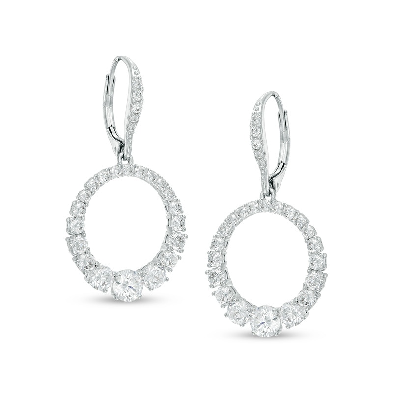 Main Image 1 of AVA Nadri Cubic Zirconia Graduated Circle Drop Earrings in White Rhodium Brass