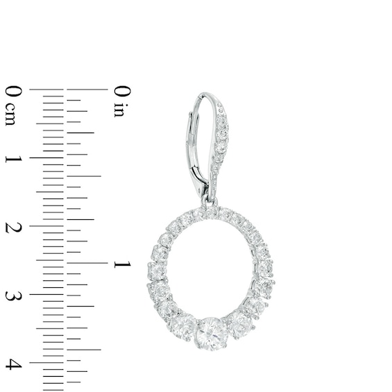 AVA Nadri Cubic Zirconia Graduated Circle Drop Earrings in White Rhodium Brass