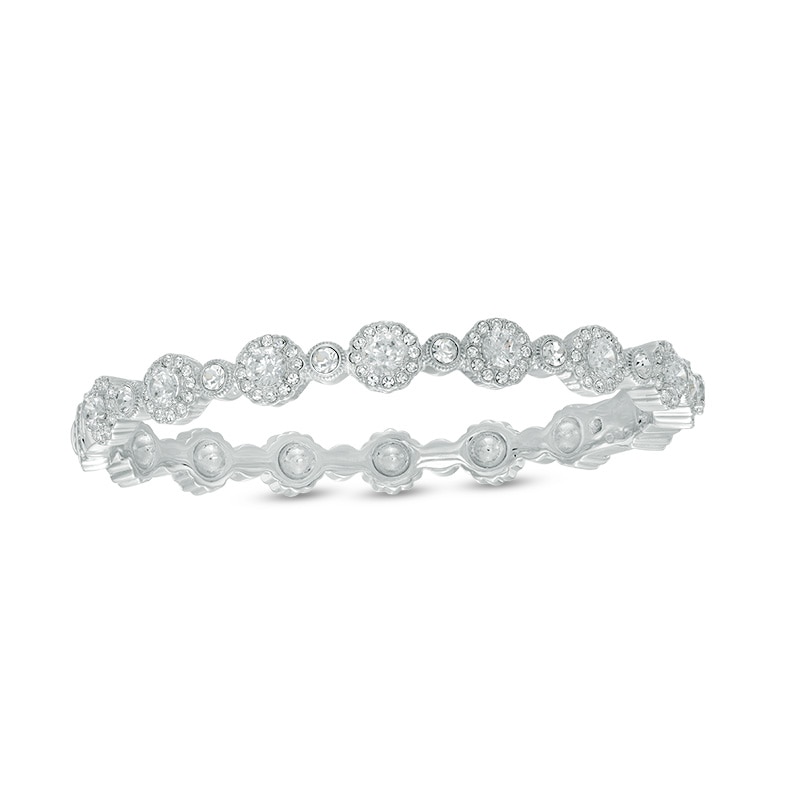 Main Image 1 of AVA Nadri Cubic Zirconia Frame Bangle in White Rhodium Brass - 7.5"