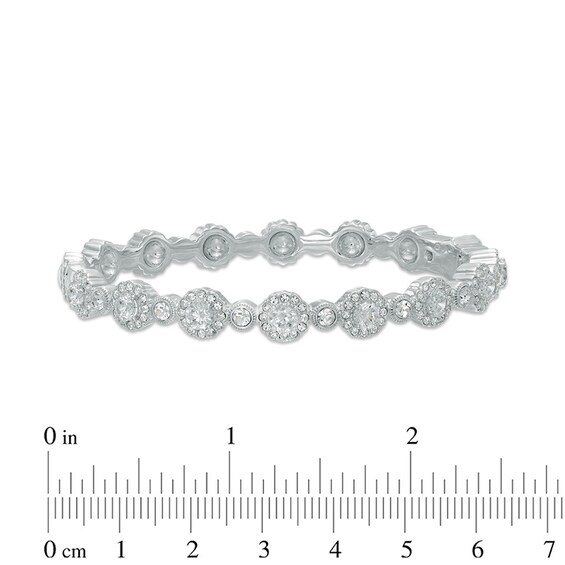 AVA Nadri Cubic Zirconia Frame Bangle in White Rhodium Brass - 7.5"