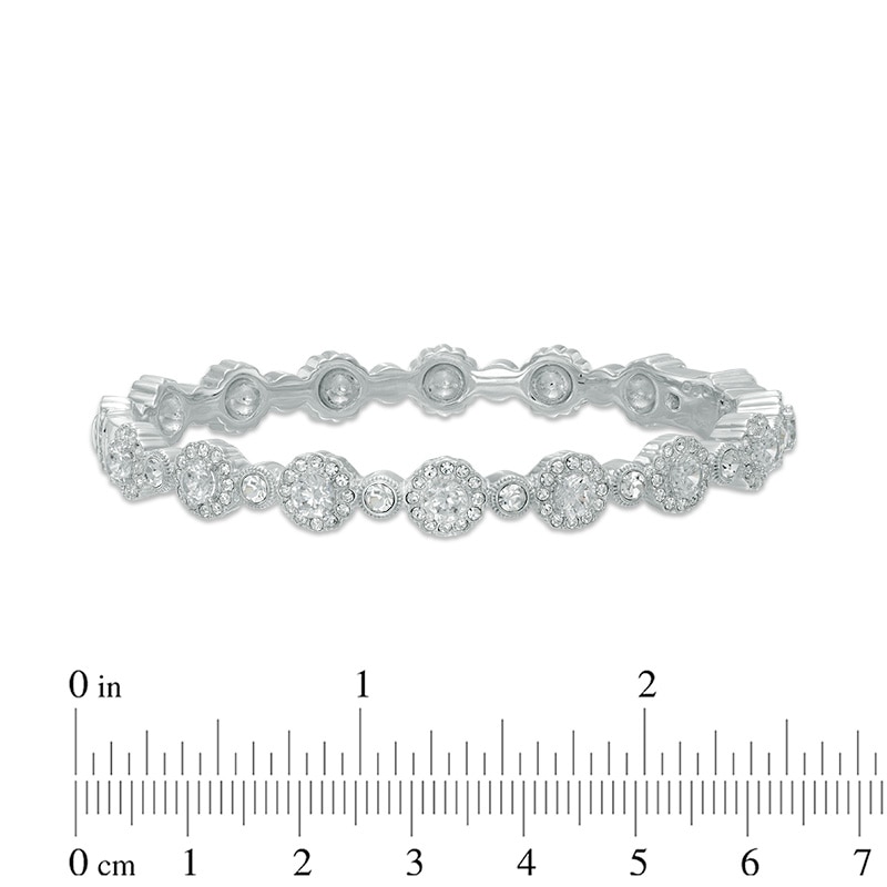 Main Image 2 of AVA Nadri Cubic Zirconia Frame Bangle in White Rhodium Brass - 7.5"