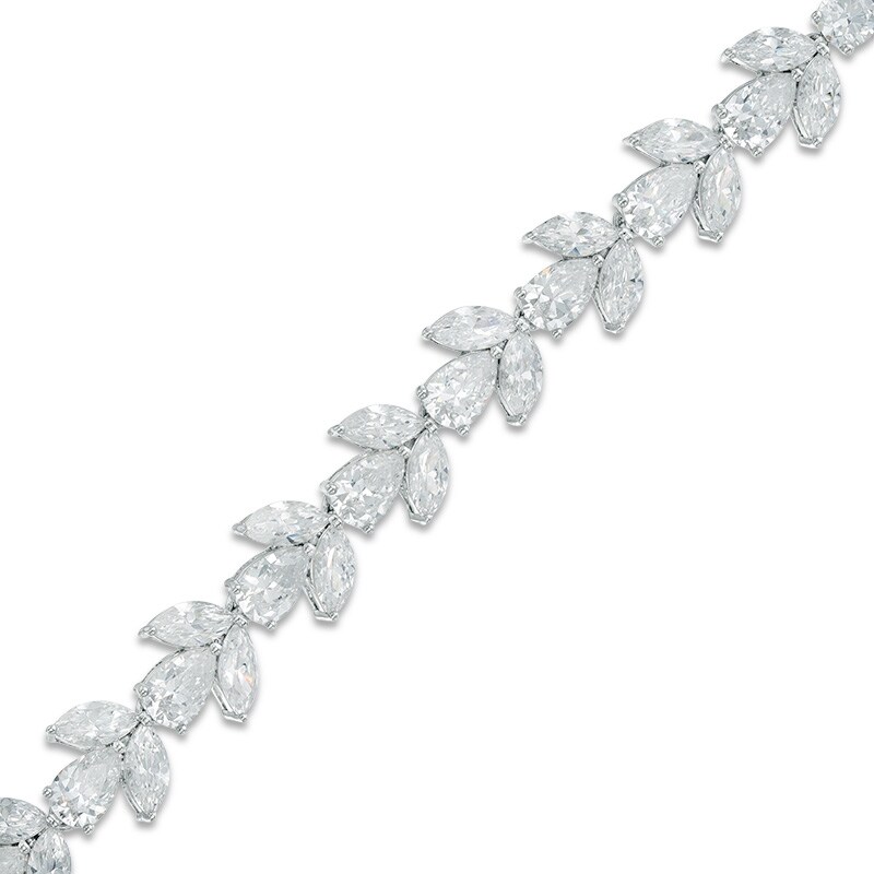 Main Image 1 of AVA Nadri Cubic Zirconia Line Bracelet in White Rhodium Brass - 7.5"