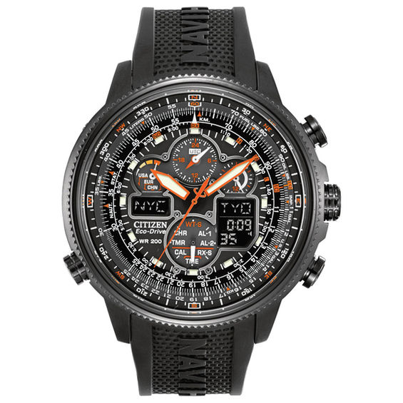 Men's Citizen Eco-Drive® Navihawk A-T Watch with Black Dial (Model: JY8035-04E)