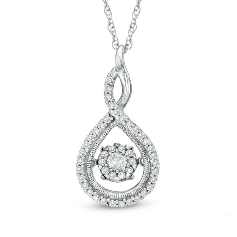 1/5 CT. T.W. Multi-Diamond Twist Teardrop Pendant in 10K White Gold