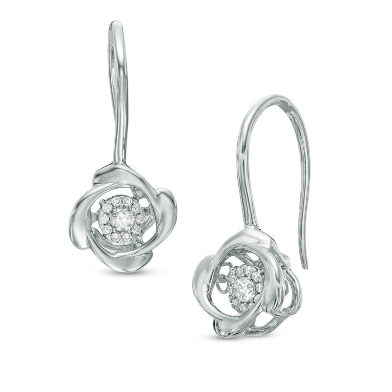 Main Image 1 of 1/8 CT. T.W. Diamond Whirlwind Drop Earrings in Sterling Silver