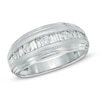 Thumbnail Image 0 of Men's 1 CT. T.W. Round and Baguette Diamond Wedding Band in 14K White Gold