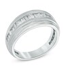 Thumbnail Image 1 of Men's 1 CT. T.W. Round and Baguette Diamond Wedding Band in 14K White Gold