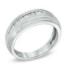 Thumbnail Image 1 of Men's 1/2 CT. T.W. Round and Baguette Diamond Wedding Band in 14K White Gold