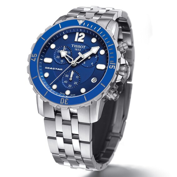 Men's Tissot Seastar 1000 Chronograph Watch with Blue Dial (Model: T066.417.11.047.00)