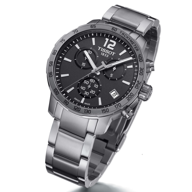 Main Image 2 of Men's Tissot Quickster Chronograph Watch with Anthracite Grey Dial (Model: T095.417.11.067.00)