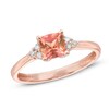 Thumbnail Image 1 of 5.0mm Cushion-Cut Pink Tourmaline and Diamond Accent Ring in 10K Rose Gold