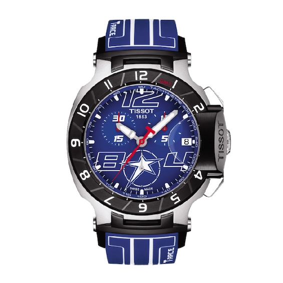 Men's Tissot Nicky Hayden 2014 Limited Edition T-Race Chronograph Strap Watch with Blue Dial (Model: T048.417.27.047.00)