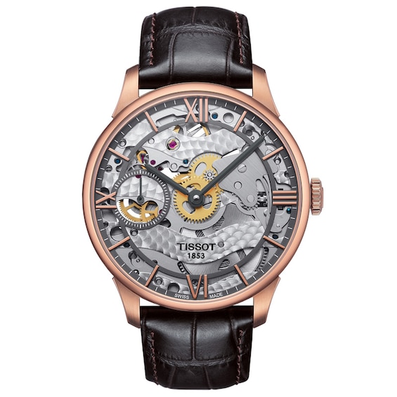 Men's Tissot Chemin Des Tourelles Squelette Watch with Skeleton Dial (Model: T099.405.36.418.00)