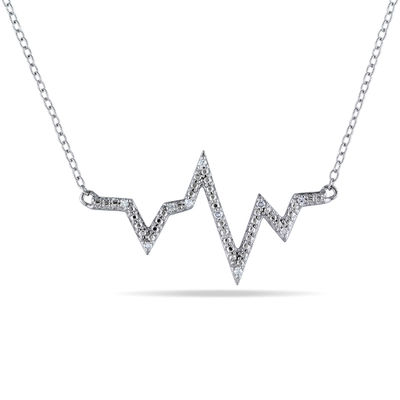 Diamond Accent Heartbeat Necklace in 