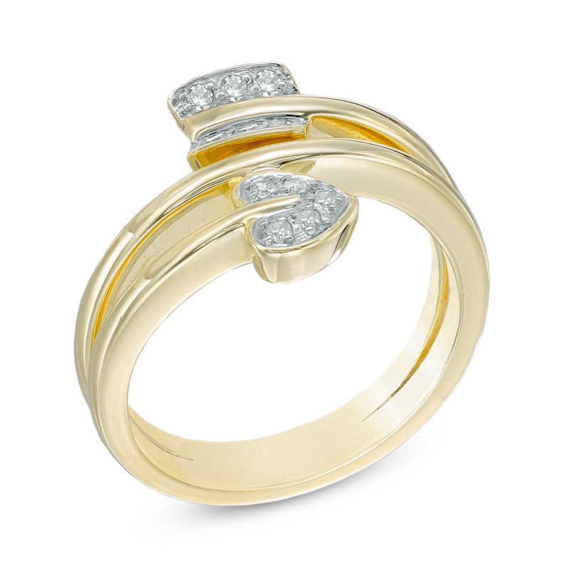 1/10 CT. T.W. Diamond Arrow Ring in Sterling Silver and 14K Gold Plate ...