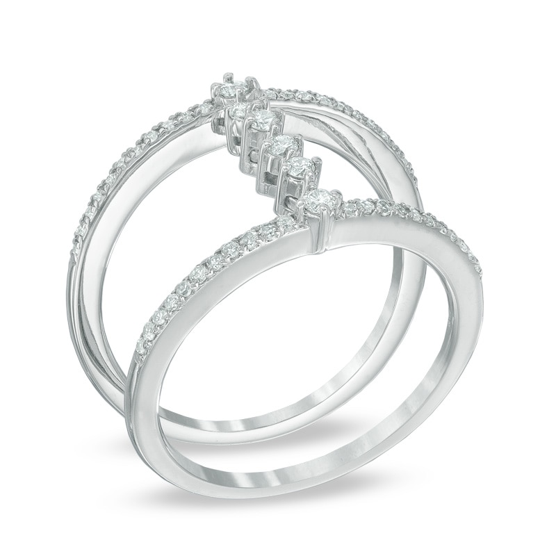 3/8 CT. T.W. Diamond Bridge Double Ring in 10K White Gold