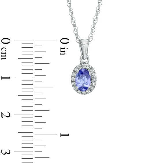 Oval Tanzanite and Diamond Accent Frame Pendant in Sterling Silver